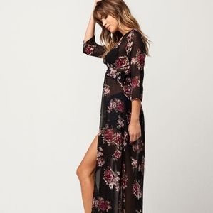 Beautiful sheer floral kimono bathing suit cover